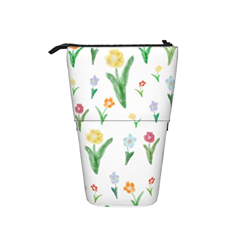 Astuccio per matite acquerello fiori per bambini per adulti con cerniera organizer per cancelleria universitaria Multicolore Taglia unica leggero arancione giallo rosso blu