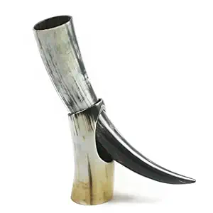 Medium Drinking Horn with Horn Stand - Polished - Perfect for Reenactment by HornCraft
