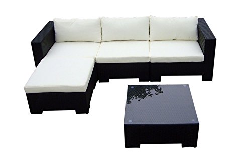 Preisvergleich Produktbild Baidani Rattan Lounge-Garnitur Beach, 12 teilig, schwarz