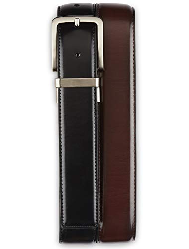 Harbor Bay by DXL Men's Big and Tall 35MM Reversible Stretch Belt | Stretch Inner Core with Nickel-Finish Buckle and Keeper