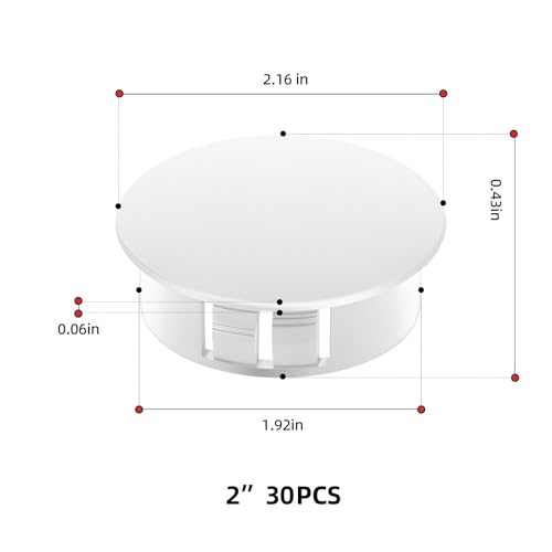 Image of 30PCS 2 inch White Plastic Plugs Hole, Round PA66 Plug Furniture Hole Decorative Cover
