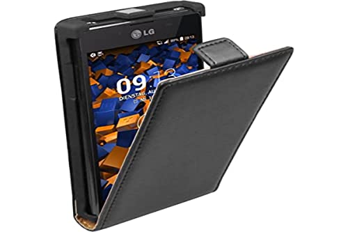 mumbi Premium Genuine Leather Flip Case for LG P700 Optimus L7, Black