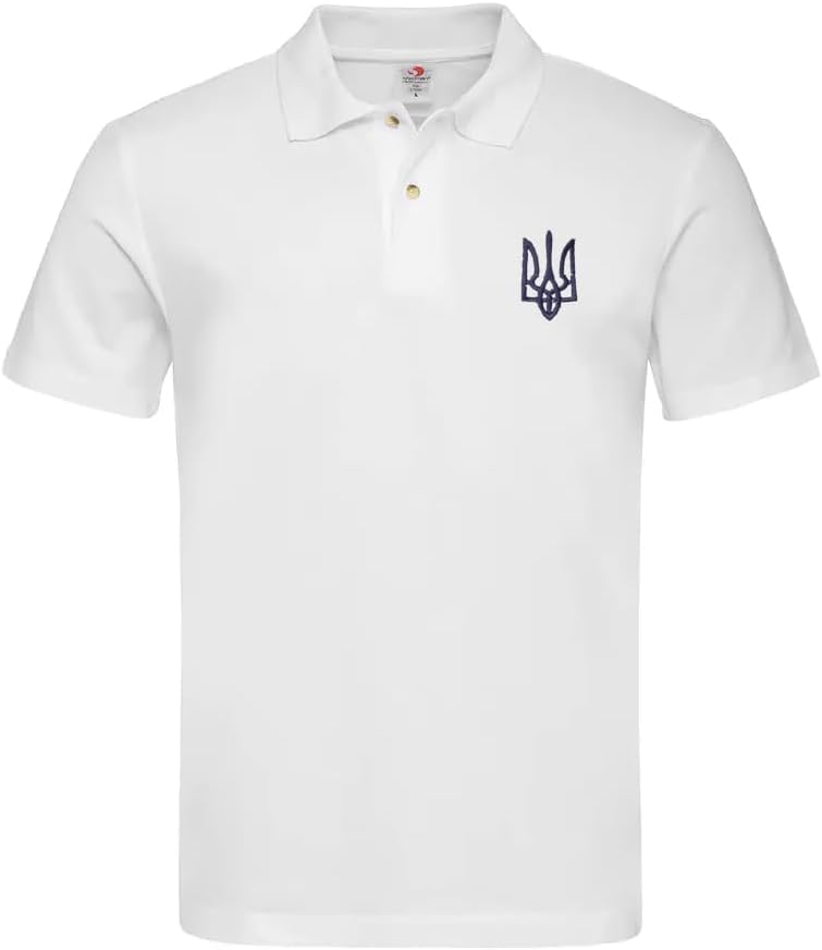 Stylish Ukrainian Polo Shirt with Ukrainian Trident Embroidery