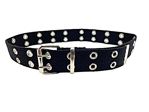 Double Grommet Belt Canvas Punk Style Web Belt Double Eyelet for