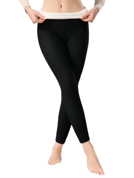Women's Casual Fleece-Lined High-Rise Thermal Leggings | Effortless Slim-Fit Thick Fleece Winter Pants