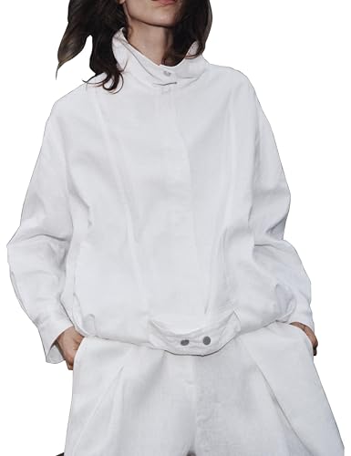 Jackets For Women High Neck Button Up Coat Oversized Long Sleeve Fall Fashion Outfits With Pockets