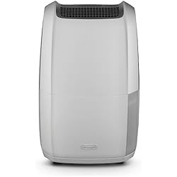 Ventilador Deshumidificador Delonghi De'Longhi AriaDry Multi DDSX220 Deshumidificador Multifunción, 20 L/d, Filtro Antipolvo y Antialérgenos, Función Secado de Ropa, Gas Ecológico, Pantalla LED, Rejilla, 436 W, 44 Db, Blanco y Gris