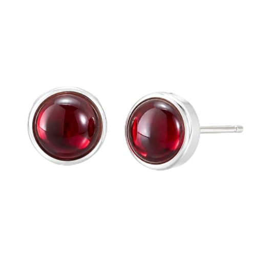 Red Gemstone Stud Earrings for Women 925 Sterling Silver Hypoallergenic - image 1
