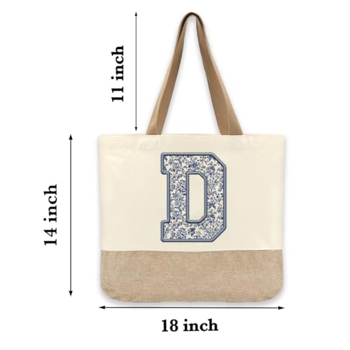 Bolso tote de lona para mujer, personalizable con monograma D, ideal para bodas, compromisos, lunas de miel, cumpleaños, vacaciones y como regalo para mamá, abuela, maestras, amigas o damas de honor miniatura 5