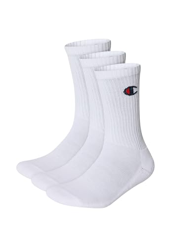 Champion Mixte Socks Basics 3pk Crew Protège-Bas & Socquettes, Blanc/Blanc, 43-46 EU