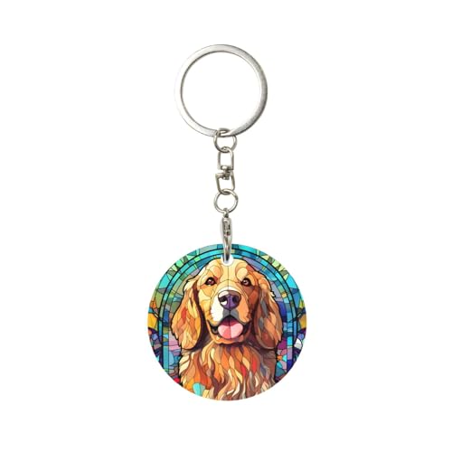 Novgift Golden Retriever Stained Dog Breed Glass Art Round Metal