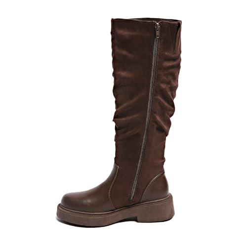 Women's Fashionable Chunky Heel Riding Boots with Side Zipper -Durable & Stylish2