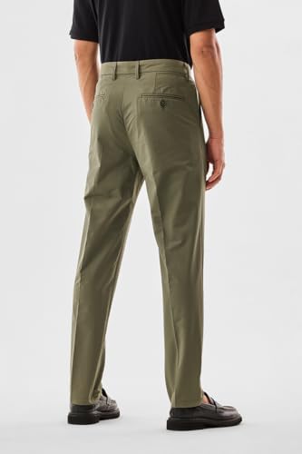 Image of SNITCH Men Casual Trousers | Slim Fit Mid Rise Solid Design | Durable Cotton Blend & Smooth Texture for Office & Everyday Wear |Olive