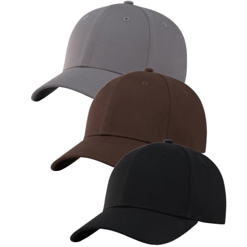 Image of 3 Pack Plain Cotton Strapback Baseball Hat Adjustable Low Profile Blank Team Ball Caps for Men Women