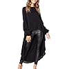 PRETTYGARDEN-Womens-Lantern-Long-Sleeve-Round-Neck-High-Low-Asymmetrical-Irregular-Hem-Casual-Tops-Blouse-Shirt-Dress PRETTYGARDEN Women's Lantern Long Sleeve Round Neck High Low Asymmetrical Irregular Hem Casual Tops Blouse Shirt Dress (Black,X-Large)