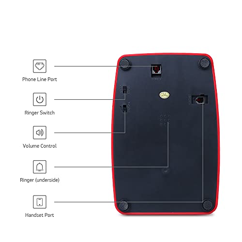 Image of MCHEETA Retro Phone with Push-Button, Landline Phone with Redial Button, Classic Vintage Dial Telephone, Antique Corded Phone for Home and Office (Red)