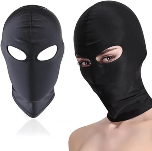 YILUQIFLY BDSM Maske für Männer Gesichtsmaske Frauen Männer Full Head Hood Fetisch Sex Maske für die Frau Bondage Zurückhaltung Rollenspiel Kopfbedeckung (Offene Augen - L)