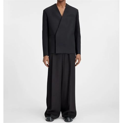 Men's Loose V-Neck Suit - Black Casual Jacket | Party Prom Wedding2