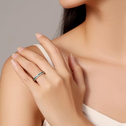 Muses Art Design Sterling Silver 925 CZ Birthstone Eternity Ring (Channel Set/Full Round), Stackable Wedding Engagement Ring4