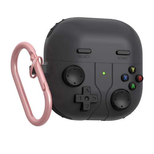 Silicone Case Compatible with Huawei Free Clip 2 - Retro Game Cover, 3D Clickable Buttons, Shockproof & Wireless Charging (Black)