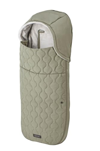 Inglesina Chancelière pour Poussette 3 en 1, Intérieur Chaud en Polaire, Extérieur Matelassé Résistant à l’Eau, Capuche Amovible, Compatible avec Harnais 5 Points, 44 x 92 cm, Uni Beige