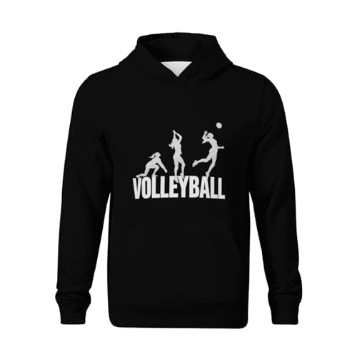 Kids Vintage Silhouetted Volleyball Player Boys Girls Lightweight Kangaroo Pocket Fleece Hoodies2