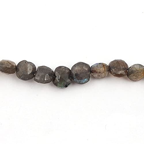 Labradorite faceted coin briolettes perles naturelles 7mm-8mm pour création SB317