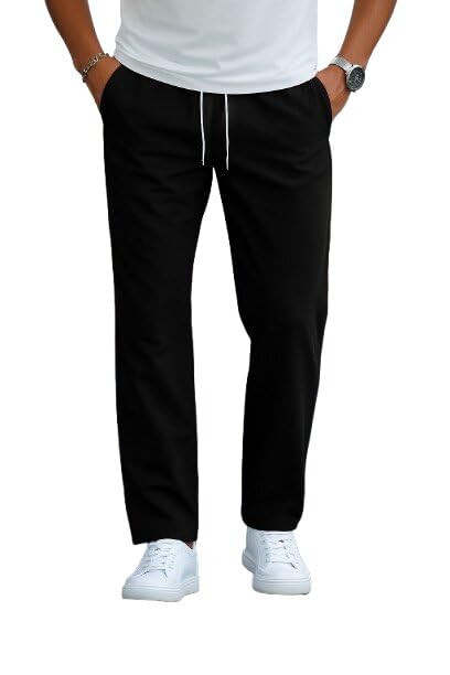 Track Pants for Men Wide Leg Loose Fit High Waist Casual Lounge Bottoms with Elastic Waistband Adjustable Drawstring Soft Breathable Fabric Comfortable Everyday-picture-28