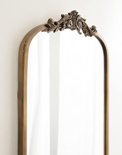 Image of Kate and Laurel Arendahl Glam Arched Vintage Full Length Mirror; 18 x 58; Gold; Traditional Baroque Full Body Wall Mirror with Ornate Garland Inspired Crown
