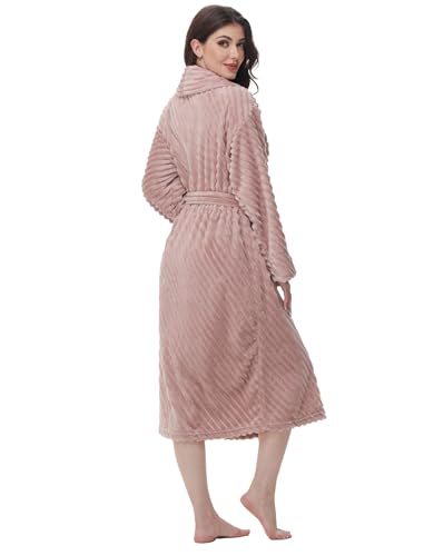 Yurhap Premium Robes for Women - Super Soft Cozy Fleece Womens Robe Plush Long Bathrobe
