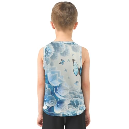 susiyo Hydrangea Flowers Butterfly Boys Sleeveless Tank Top Girls Athletic T Shirt3