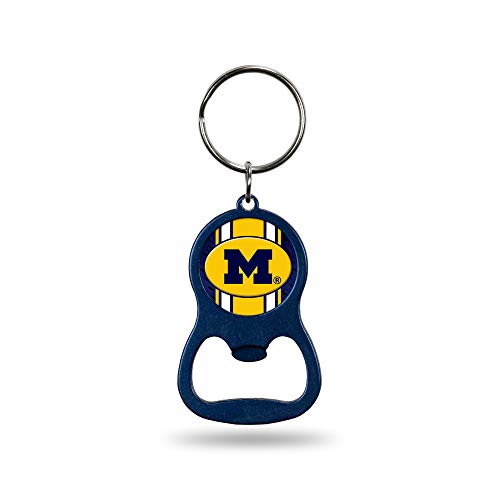 Rico Industries NCAA Michigan Wolverines Navy Metal Keychain - Beverage Bottle Opener With Key Ring - Pocket Size 1.25" x 3.75"