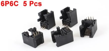 sourcing map 5 Pcs Black Plastic RJ12 6P6C Right Angle Network Modular PCB Connector Jacks - Image 3