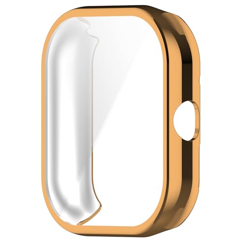 LICHIFIT Redmi Watch4�p�ی�P�[�X �J�o�[ TPU+�����K���X�t�B���� ��̉� �X�}�[�g�E�H�b�`�J�o�[ �E���ȒP �ϏՌ� ���h�~�y�� �[�d�Ή� �������i���[�Y�S�[���h)