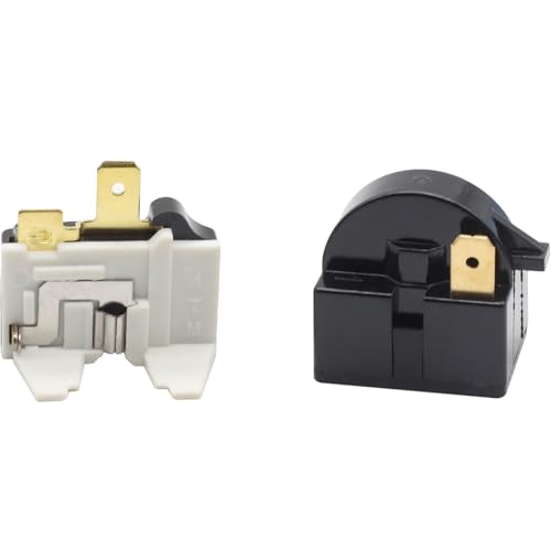 1 Set PTC Starter Relay QP2-4R7, 1-Pin, 4.7ohm and 1/2hp Overload Protector Compatible with May-tag Whirl-Pool Vissani Edge-Star Danby Kenmore Magic-Chef Refrigerator Compressor