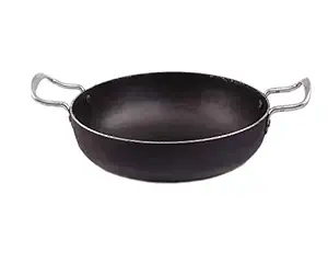 Kitchen shopee Traditional Handmade Iron Kadhai cum Frying Pan, (8 Inch, Black)