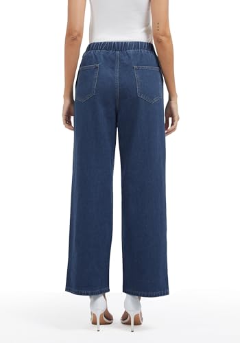 Jeans for Women Wide Leg High Waisted Baggy Jeans Stretchy Straight Leg Drawstring Loose Denim Pants3