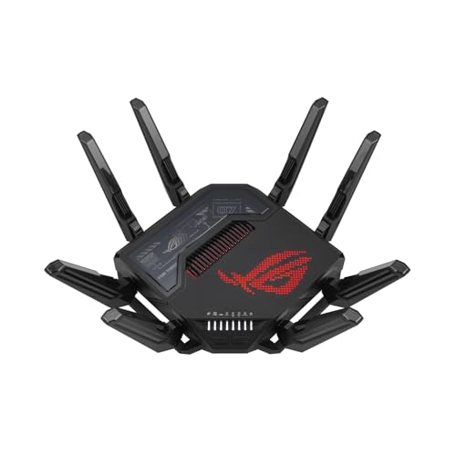 Štiripasovni igralni usmerjevalnik ASUS ROG Rapture GT-BE98 WiFi 7 (pasovna širina 320 MHz, dvojna vrata 10G, rezervni WAN, način za mobilne igre, Aura RGB, AiMesh, VPN)