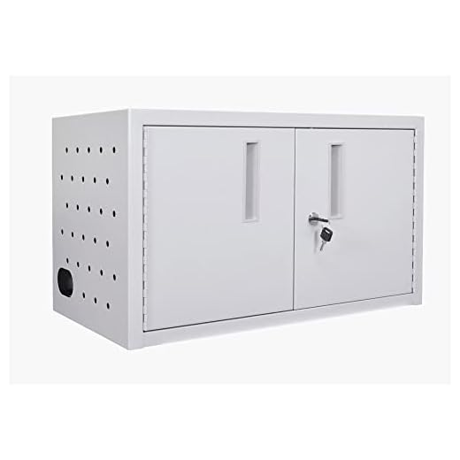 Luxor Steel 16 Tablet Wall/Desk Charging Box with Lockable Door, Padded Interior and Rubber-Coated Dividers - Ideal for Office, Classroom and More