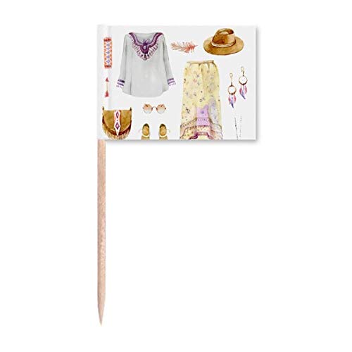 Bohe Mia Wind Fashion Handbemalte Zahnstocher Flaggen Marker Topper Party Dekoration