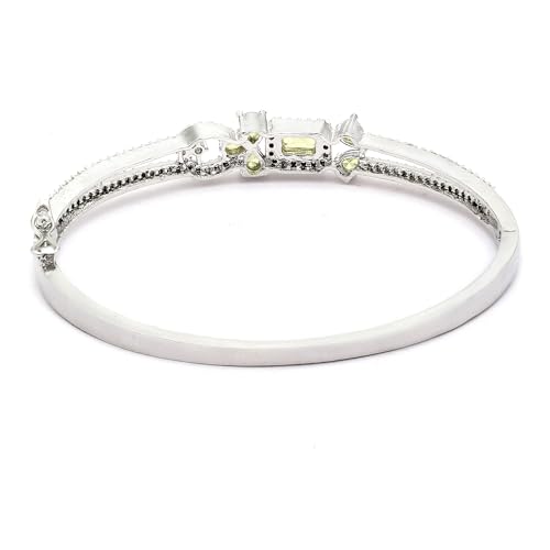 Image of ZENEME Rhodium-Plated American Diamond Studded Flower Patterned Kada Bracelet For Girls and Women