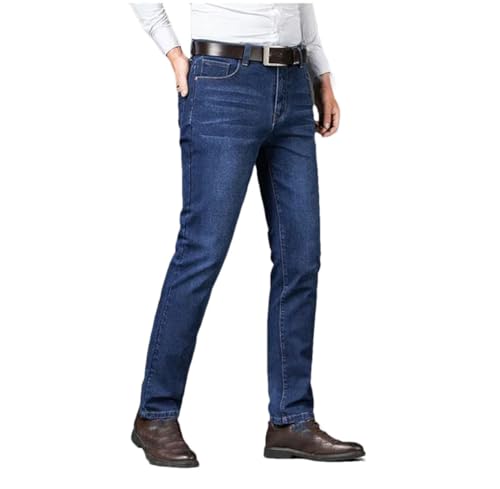 Men's Large Size Business Casual Stretch Trousers Classic Denim Loose Straight Jeans