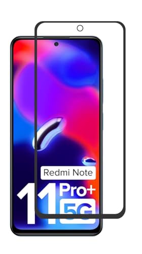 Image of Tempered Glass Screen Protector Compatible for Redmi Note 11 Pro Plus 5G with Edge to Edge Coverage and Easy Installation Kit, Pack of 1, Black