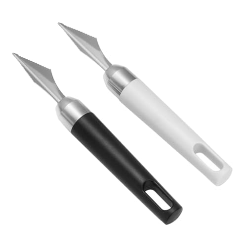 GRIRIW Ergonomic Fruit Carving Tool Set 2pcs Stainless Steel and Plastic Fruit Cutters Easy to Use and Clean