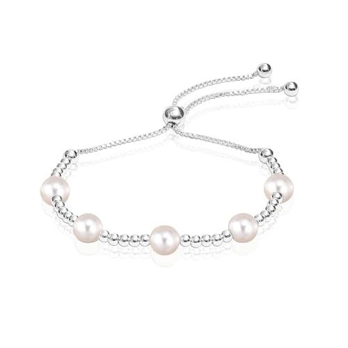 LeCalla 925 Sterling Silver Sliding Bolo Bracelet | Adjustable Beaded Tennis Bracelets for Women | Adjustable Slider Bolo Bracelets Gifts for Her