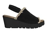 Bernie Mev Women's Venti Fringe Wedge Sandal (Black, US Footwear Size System, Adult, Women, Numeric Range, Medium, 7.5, 8)