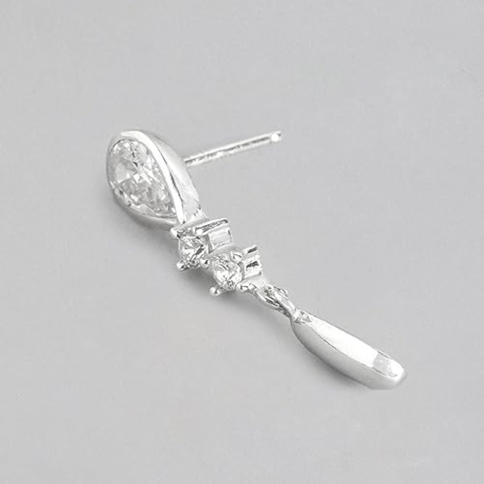 Women's 925 Sterling Silver Circular CZ Solitaire Drop Dangler Earrings