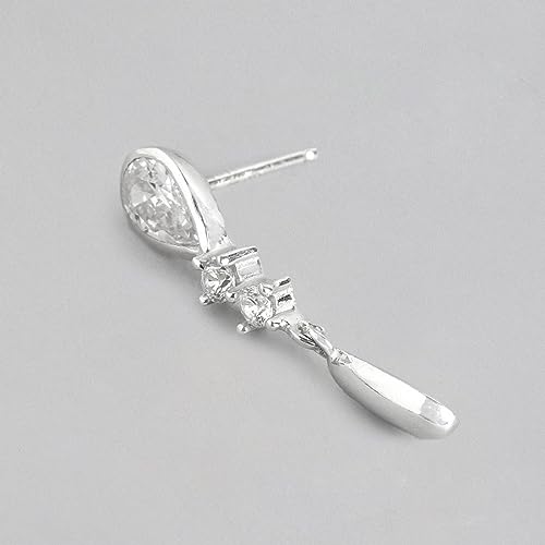 Women's 925 Sterling Silver Circular CZ Solitaire Drop Dangler Earrings