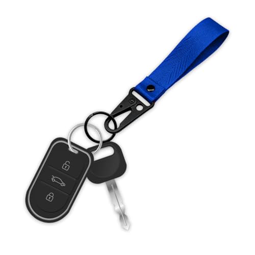 Ywdiml Car Key Chain, Fabric Metal Anti-lost Vehicle Keychain, Multi-Function Motorcycle Key Lanyard for Men Women, Universal Fit (Blue) - Thumbnail 6
