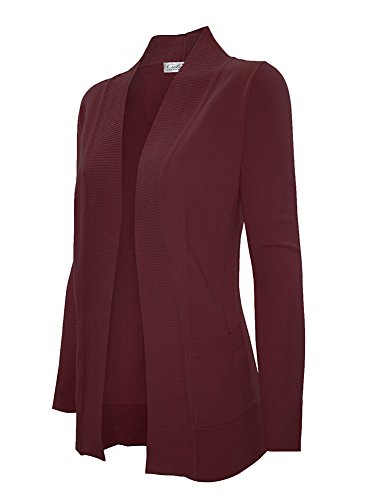 Image of Cielo Women's Solid Basic Open Front Pockets Knit Sweater Cardigan